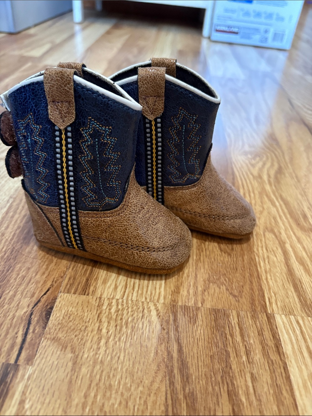 Justin Boots Toddler Brown and Navy Western Booties
